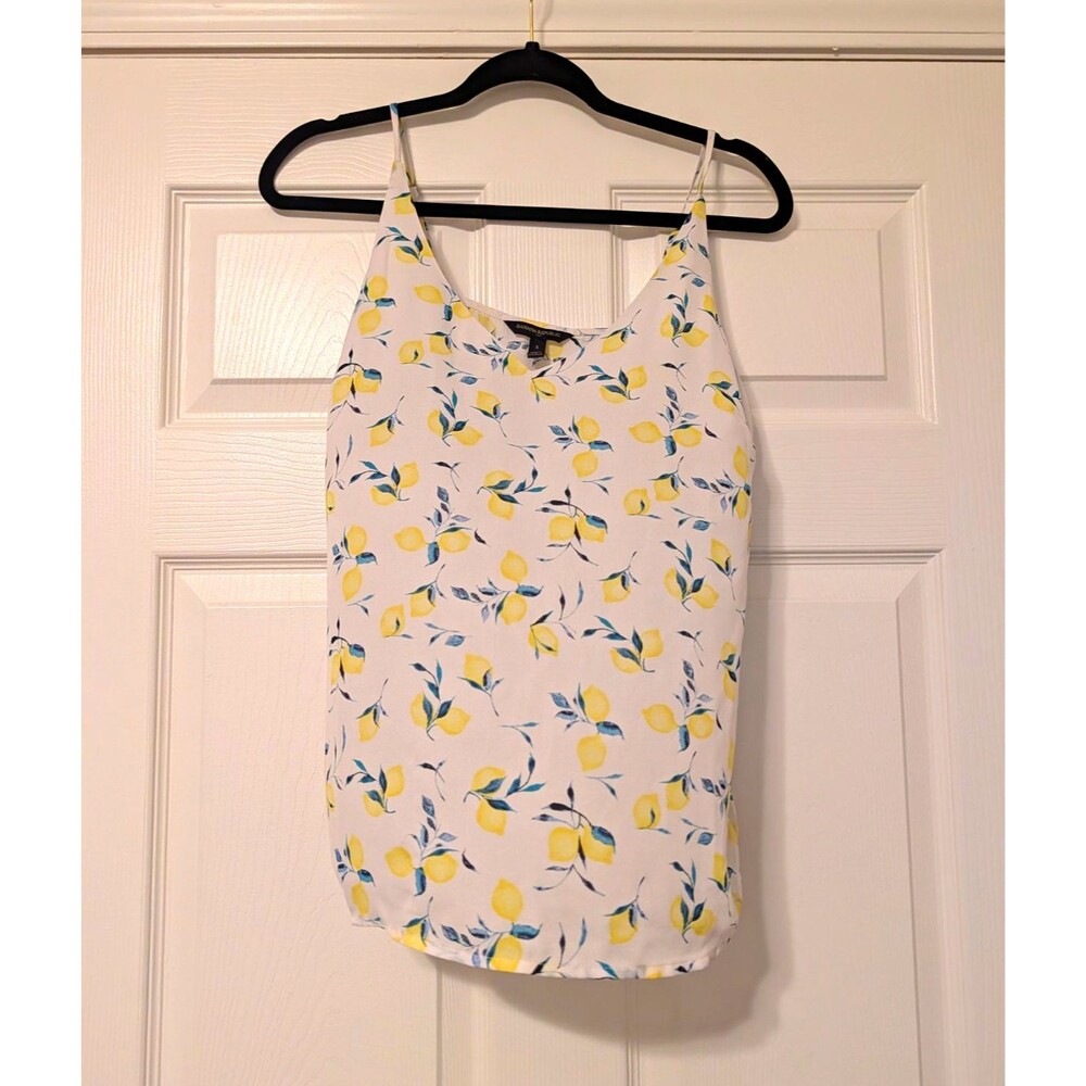 Banana Republic Women’s S Lightweight Chiffon Lemon Print V-Neck Cami Tank